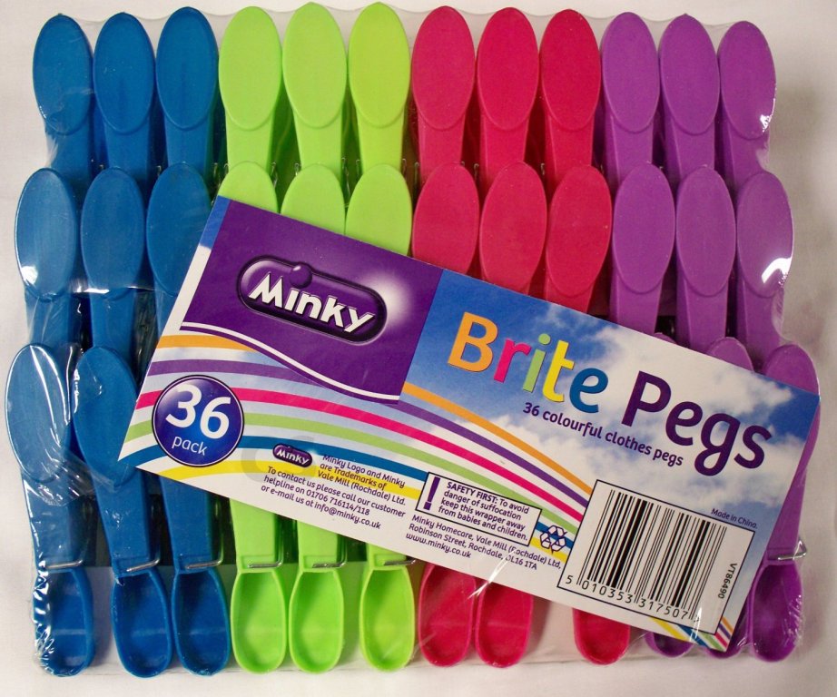 Ironing Board/ Airer Brite Pegs Pack Of 36