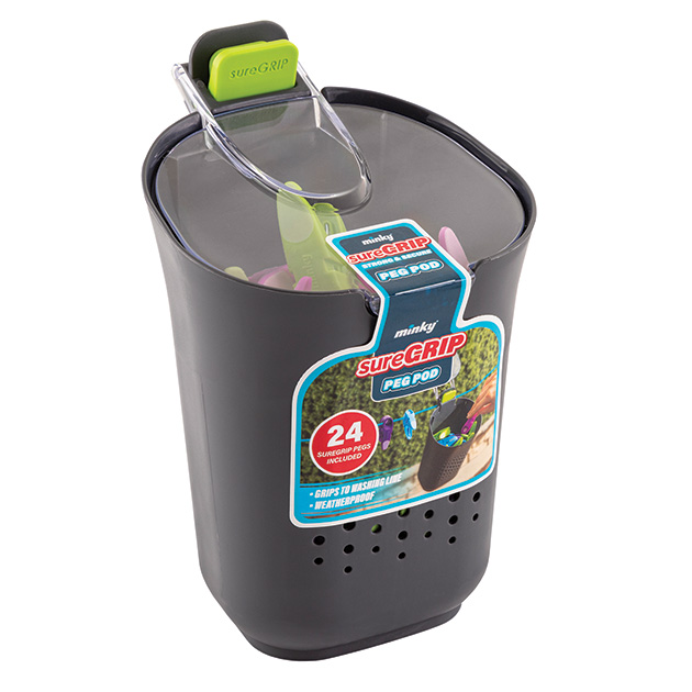 Ironing Board/ Airer Suregrip Peg Pod With 24 Pegs